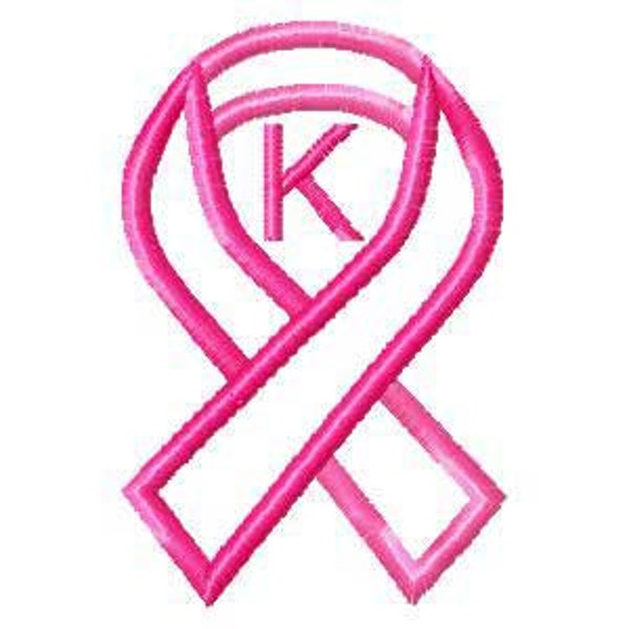 Breast Cancer Machine Applique Monogram Ribbon Embroidery Design Satin Stitched