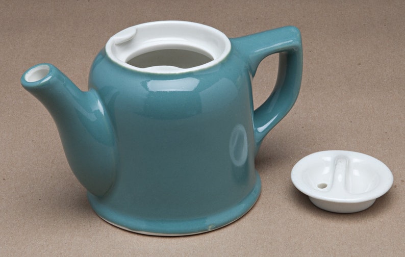 Vintage Hall Teapot Small 1 cup Teapot Sunken Lid rare aqua green color.