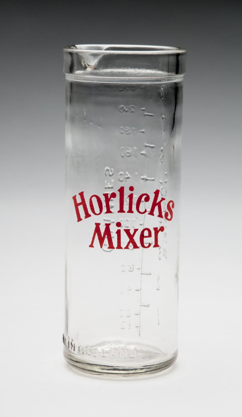 Vintage Advertising Glass 'HORLICK'S Mixer Made in England Pour Spout