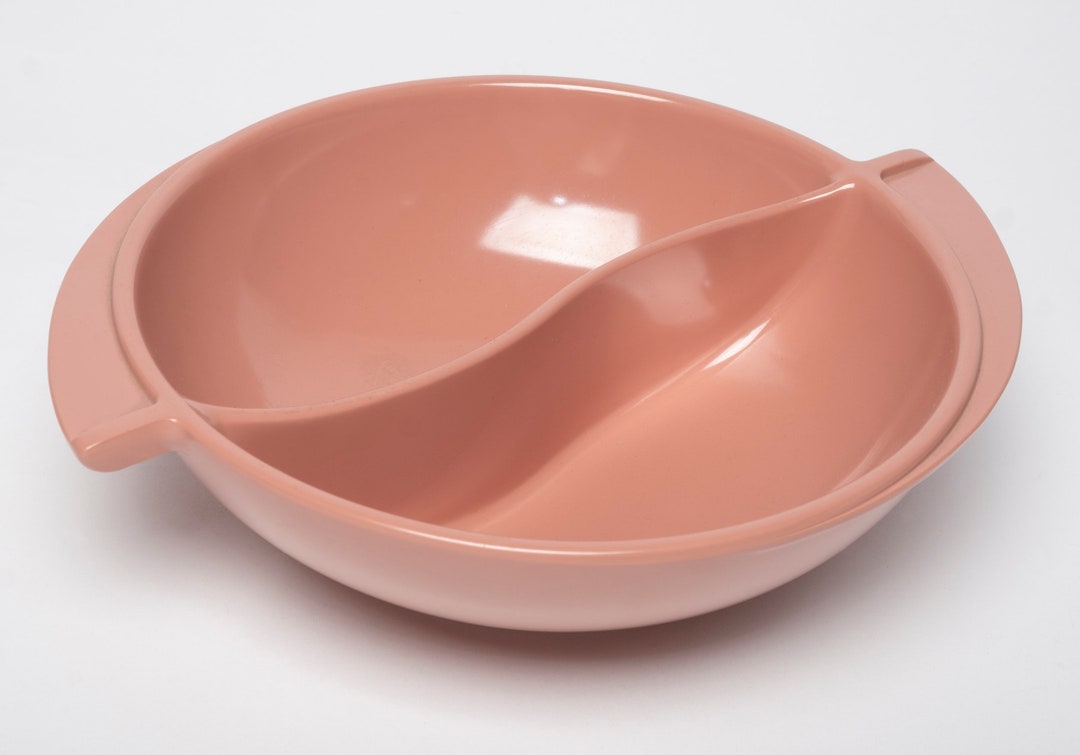Vintage Boontonware Melmac Divided Serving Bowl Pink Divided Serving