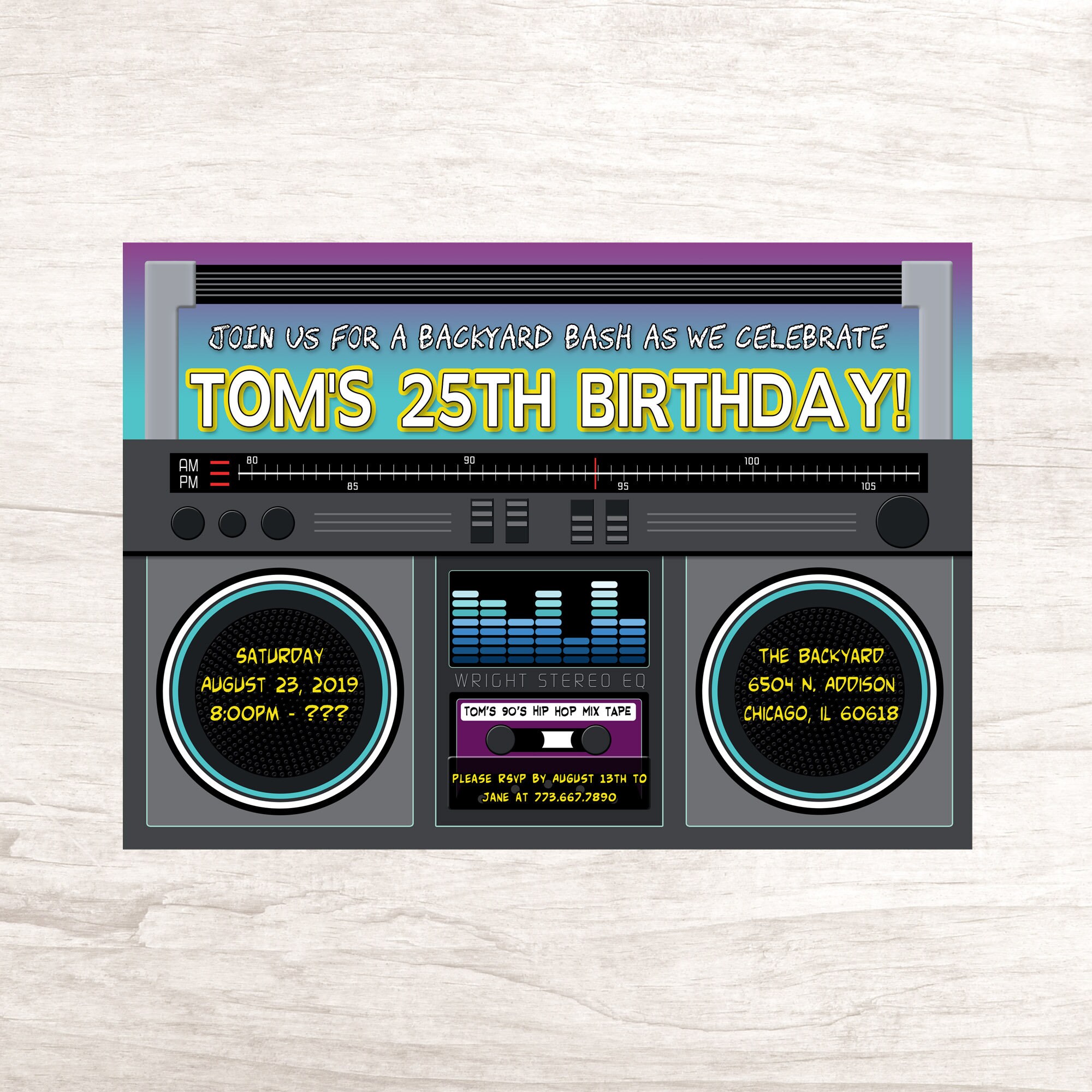 Boombox Birthday Party Invitation for Anyone Etsy
