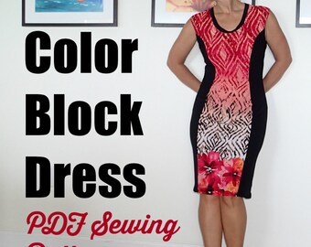 Color Block Dress  - PDF Sewing  pattern