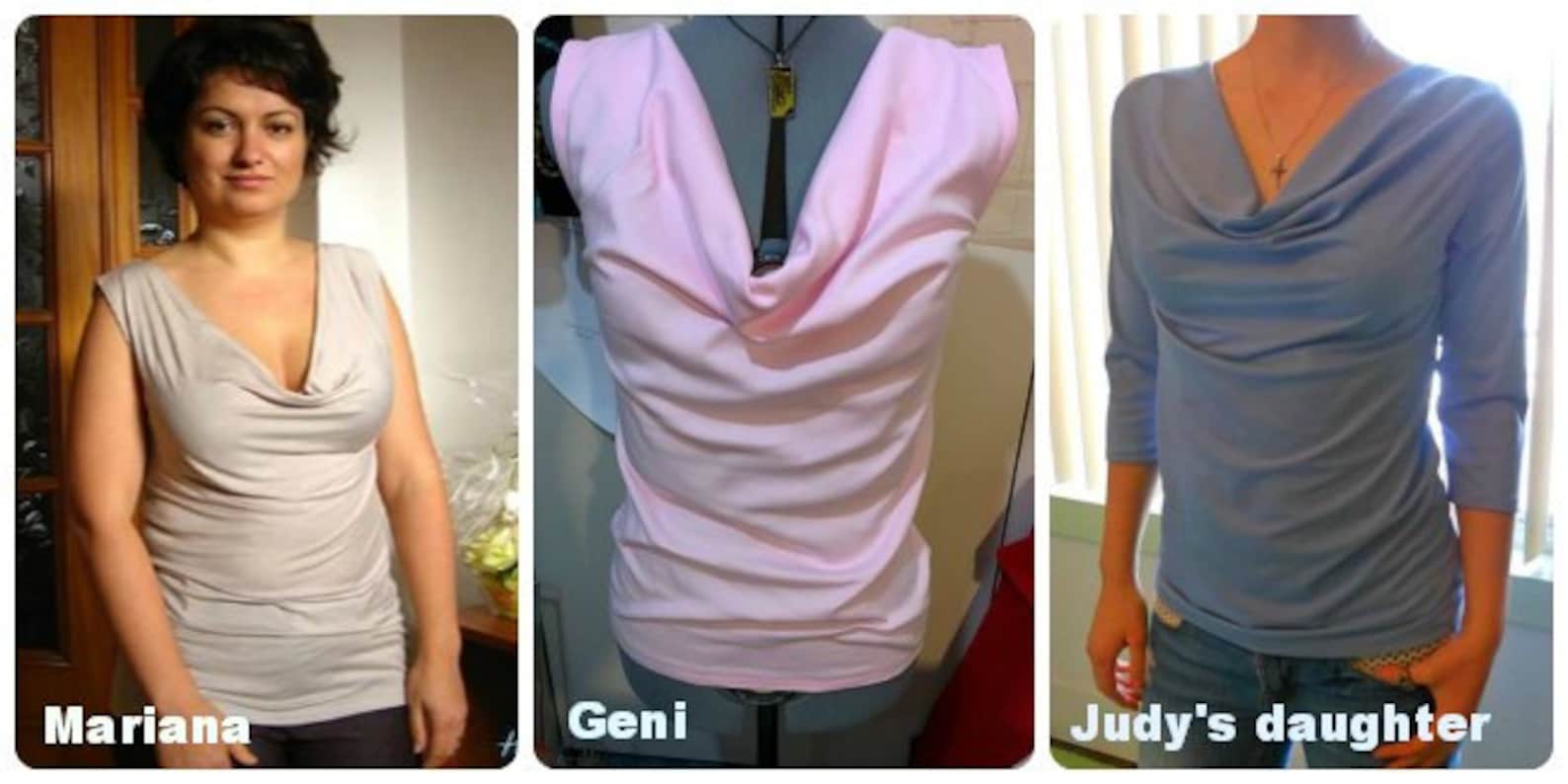 Cowl Neck Top PDF Sewing Pattern Etsy