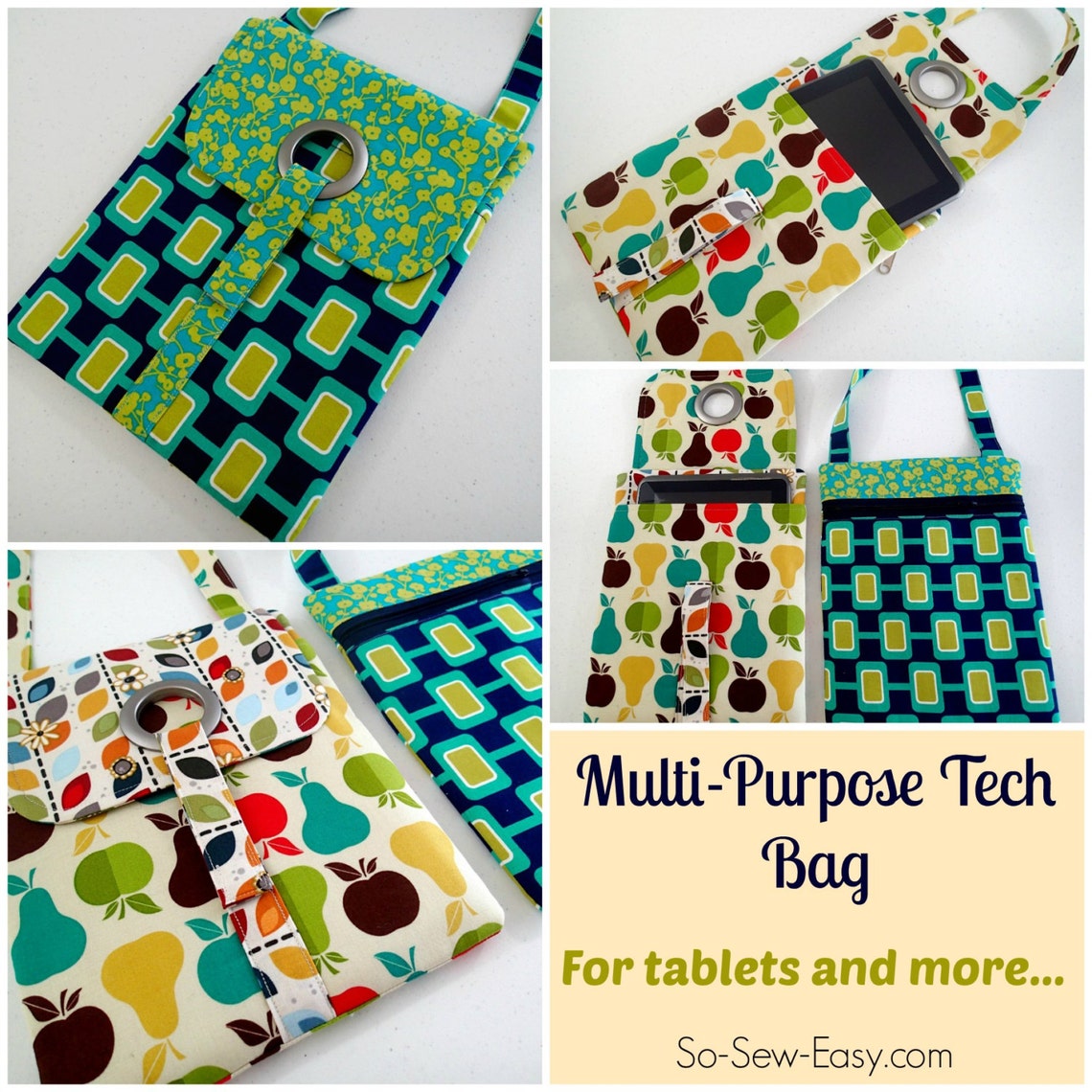 Tech or Tablet Tote Bag PDF Sewing Pattern Etsy