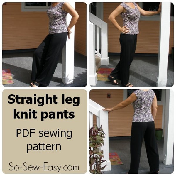 Classic Straight Leg Knit Pants - PDF Sewing  pattern