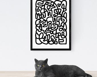 Abstrakte minimalistische Linie Kunst, Skandinavische Kunst, Nordische druckbare Kunst, Hausdekor (digitaler Download)