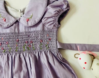 Lilac Blossom Lace Smock Dress