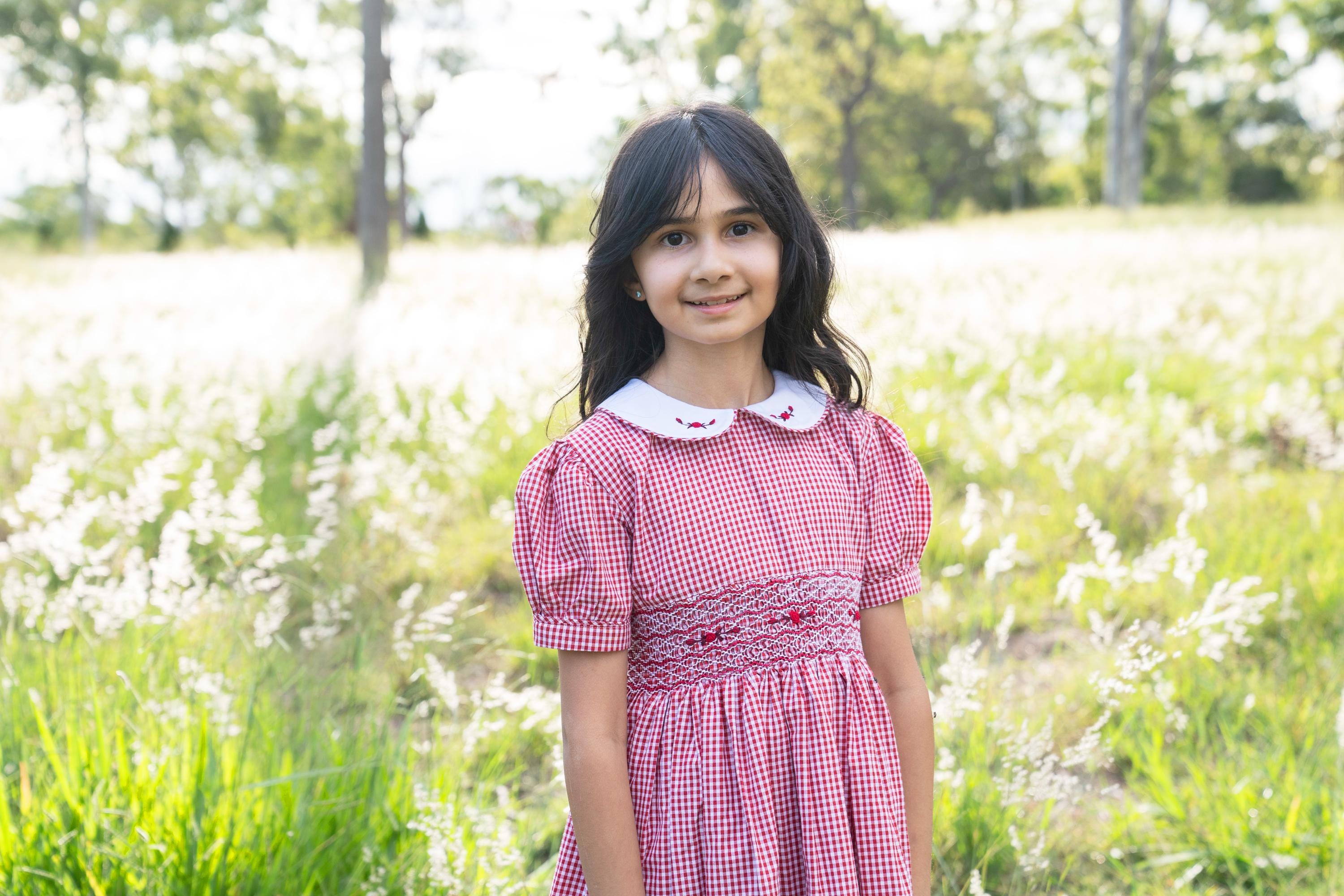 Red Gingham Puff Dress main image 0