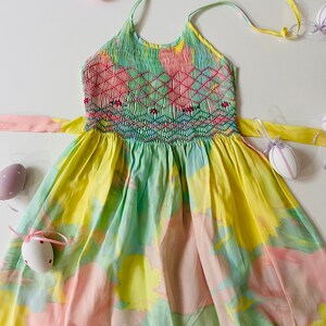 Pastel Splash Halter Neck Smocked Dress