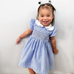 Gingham Rosebud Smock Dress