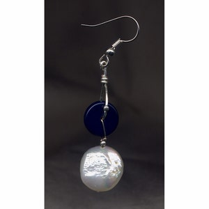 Nautical White & blue Earrings coastal grandmother style sail away moonlight night sky deep sea blue and white earrings wagging tail designs