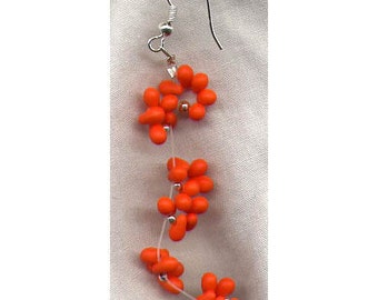 Beaded Earrings: Citrus, Orange Kumquats, Sterling Silver