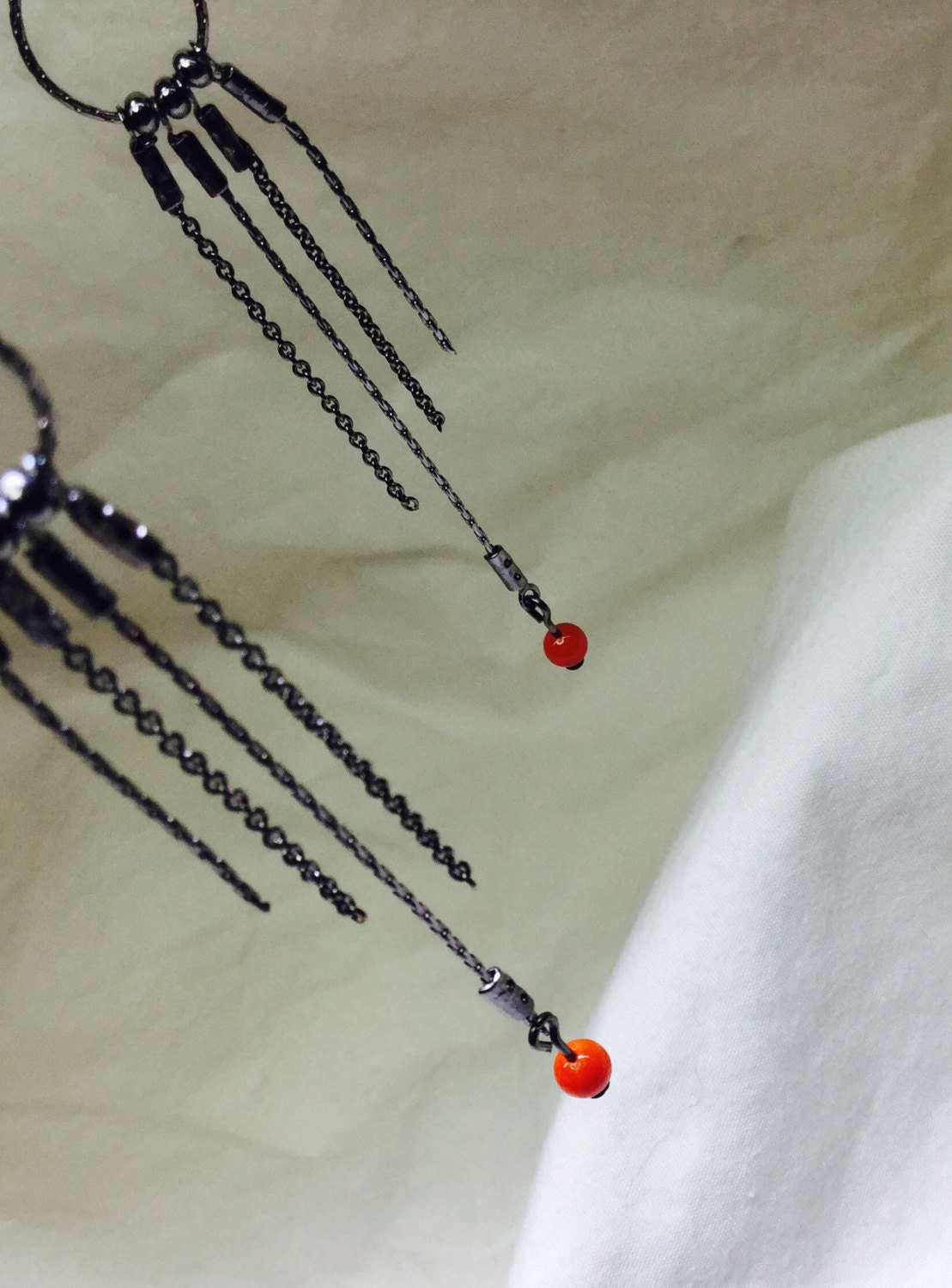Metal Chain Red Ball Earrings Ball and Chain Wrecking Ball Swing Red ...