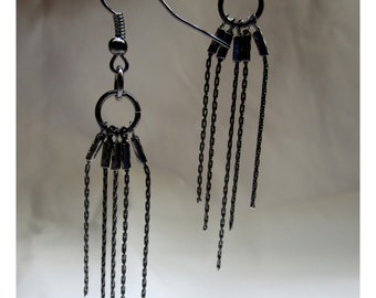 Black Chain Earrings Halloween fashion spider Gotham spooky scary fun itsy bitsy spider hocus pocus  party fall fashion wagging tail designs