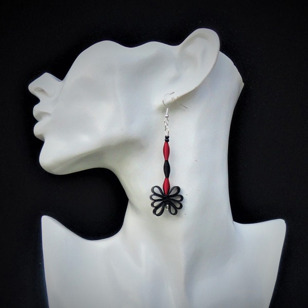 Red black earrings / Special earrings / Elegant earrings
