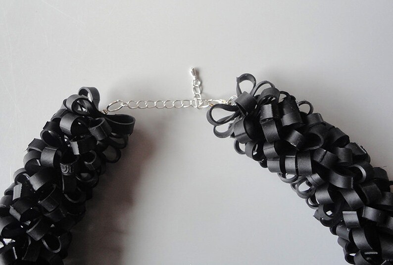 Black chain Chain of recycled bicycle inner tubes Chain of rubber