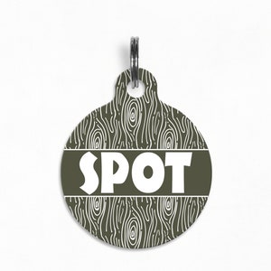 Pet ID Tag | &quot;Spot&quot; - Olive Topo Dog Tag, Double Sided, (Pacific Hound Collab)