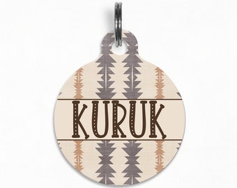 Pet ID Tag | "Kuruk" - Desert Sand Stripe Tribal Dog Tag