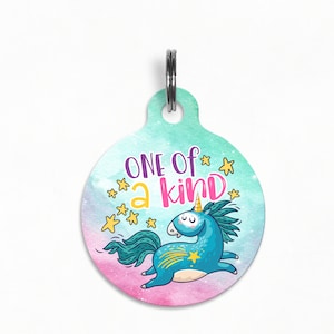 Pet ID Tag | &quot;One of a Kind&quot;- Unicorn Star Dog Tag, Double Sided