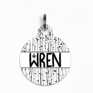 Pet ID Tag | &quot;Wren&quot; - Birch Woodland Dog Tag, Double Sided