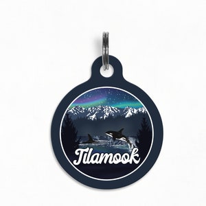 ペットIDタグ | 「Tilamook」 - Auora Orca Mountain ドッグタグ、両面