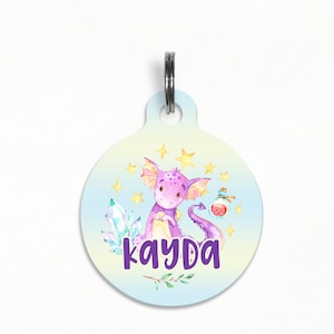 Pet ID Tag | &quot;Kayda&quot; - Purple Dragon Dog Tag, Double Sided, Belle and Bark &quot;Draco&quot; Collab