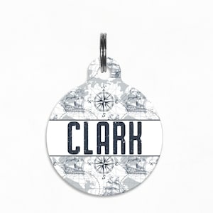 Haustier ID-Tag | &quot;Clark&quot; - nautische Kompass Explorer Hundemarke, doppelseitig