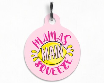 Pet ID Tag | "Mama's Main Squeeze" Lemon Dog Tag, Double Sided