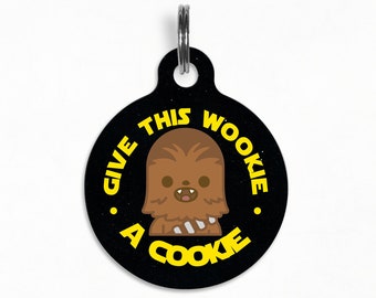 Haustier ID-Tag | "Gib diesem Wookie einen Cookie"- Star Wars Dog Tag, doppelseitig