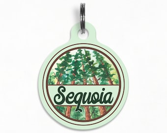 Pet ID Tag | "Sequoia" - Sequoia National Park Dog Tag, Watercolor, Shop Exclusive Design, Double Sided