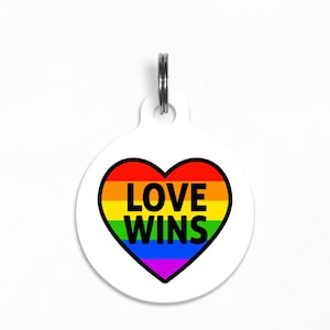 Pet ID Tag | &quot;Love Wins&quot; - Pride Dog Tag, Double Sided