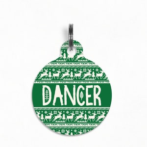 Pet ID Tag | &quot;Dancer&quot; - Christmas Nordic Deer Dog Tag, Wanderlust Webbing Tag, Double Sided