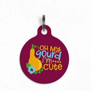 Pet ID Tag | "Oh My Gourd, I'm Cute" - Fall / Thanksgiving Dog Tag, Double Sided