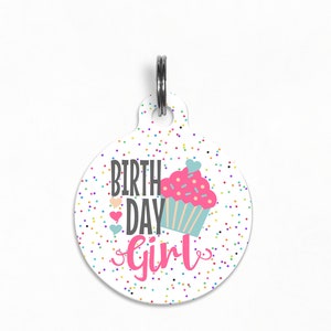 Pet ID Tag | "Birthday Girl"- Happy Birthday Dog Tag, Double Sided