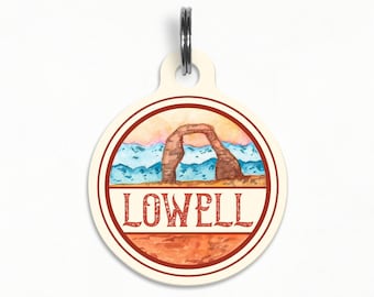 Pet ID Tag | "Lowell" - Arches National Park Dog Tag, Watercolor, Shop Exclusive Design, Double Sided