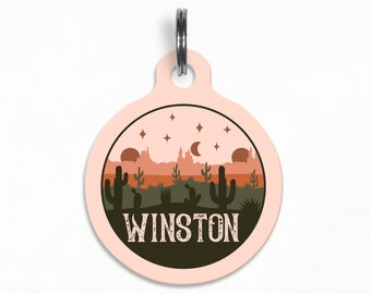 Pet ID Tag | "Winston" - Boho Desert Dog Tag, Wanderlust Webbing Tag, Double Sided