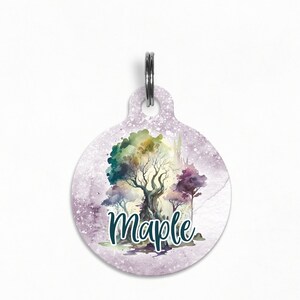 Pet ID Tag | &quot;Maple&quot; - Enchanted Forest, Watercolor Woodland Dog Tag, Double Sided