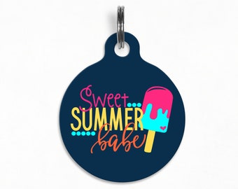 Pet ID Tag | "Sweet Summer Babe"- Summer Ice Cream Dog Tag, Double Sided