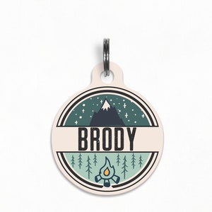 Pet ID Tag | &quot;Brody&quot; - Teal Mountain Dog Tag, Wanderlust Webbing Tag, Double Sided