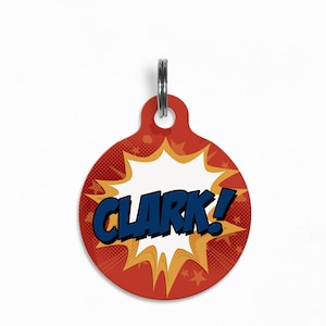 Pet ID Tag | &quot;Clark&quot; - Comic Burst Series #3 Dog Tag, Double Sided