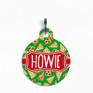 Pet ID Tag | &quot;Howie&quot; - Pizza Party Dog Tag, Double Sided