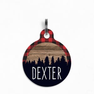 Pet ID Tag | "Dexter" - Christmas Cabin Dog Tag, Double Sided