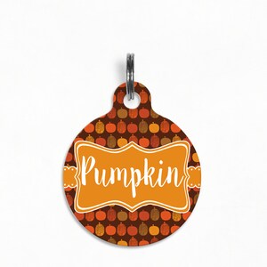 Pet ID Tag | "Pumpkin" - Pumpkin Patch (Brown) Dog Tag, Double Sided