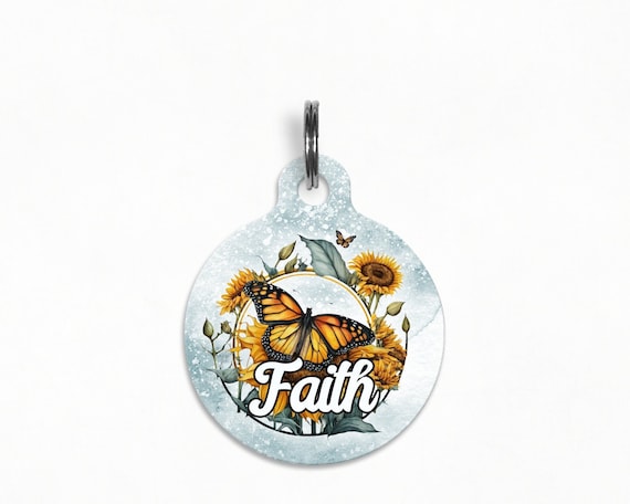 Pet ID Tag faith Butterfly Blossom Floral Dog Tag Double Sided Etsy Ireland