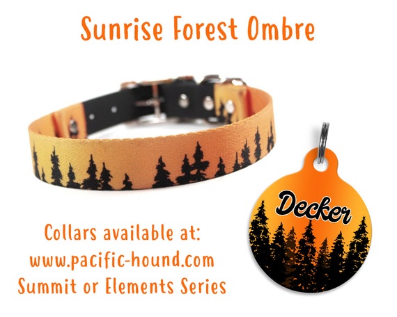 Pet ID Tag decker Sunrise Forest Ombre Dog Tag Double Sided