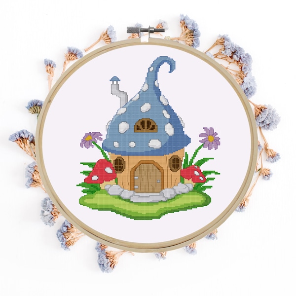 Märchenhaus Cottage Cross Stitch Pattern instant download Pdf Magie home gnome 112 x 140 stiche