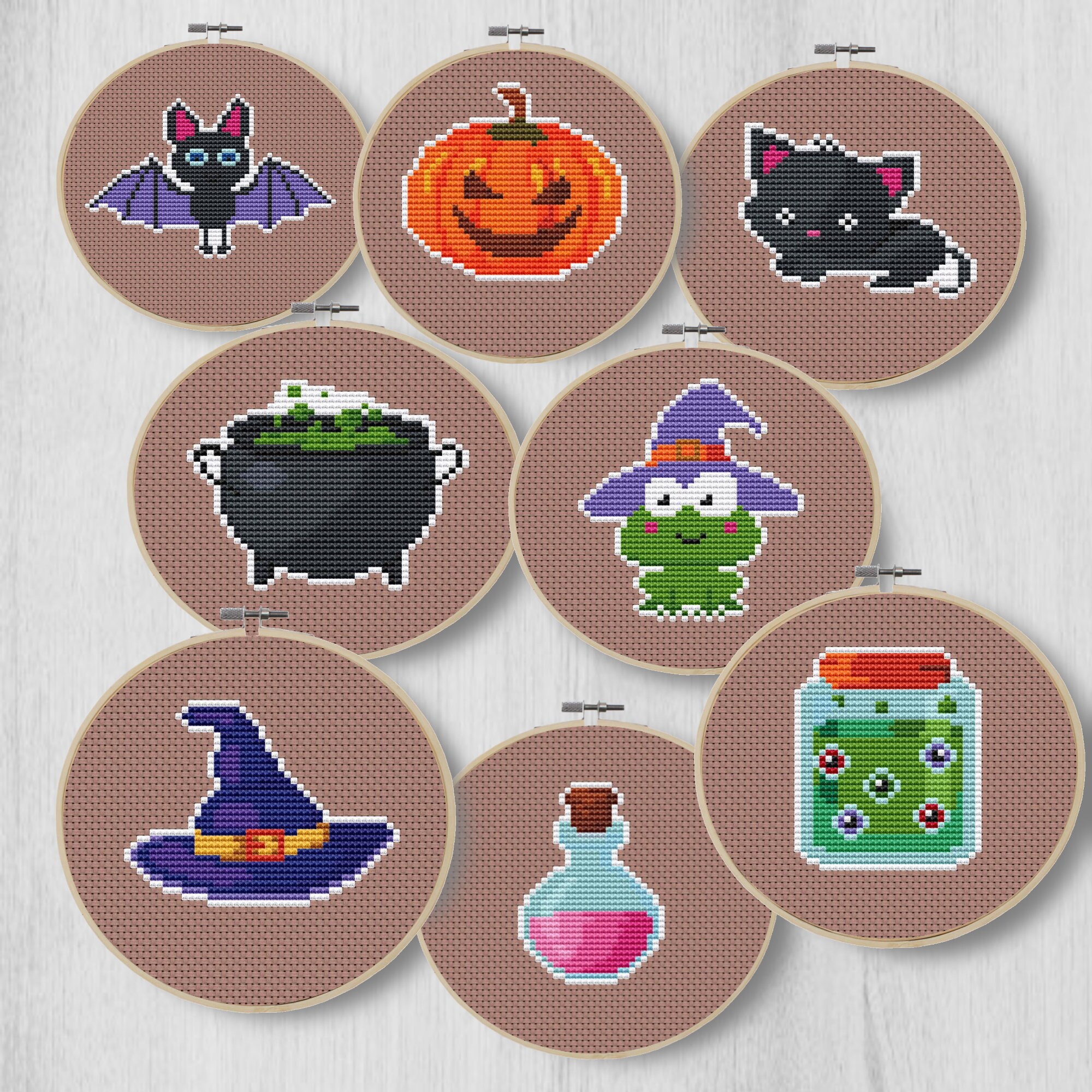 Halloween Set Cross Stitch Pattern Mini Designs Approx - Etsy UK