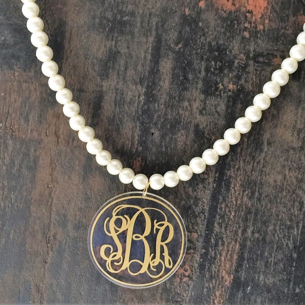 Pearl Style Monogrammed Necklace