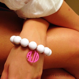 Monogrammed Bracelet - Beads with Monogram Charm