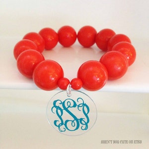 Monogrammed Bracelet:  Beads with Monogram Charm